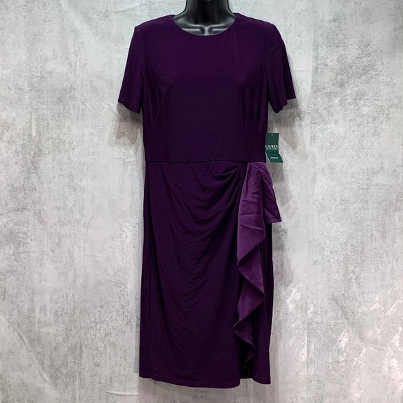 Lauren Ralph Lauren Dresses & Skirts - Lauren Ralph Lauren Purple Satin Ruffle Trim Dress